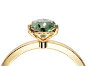 Solitaire Engagement Ring Setting for Fancy Green Pear-Shaped Center with Thin Rounded Plain Band and Prong Head in Yellow Gold