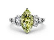 Cluster Engagement Ring Setting for Fancy Yellow Marquise Center with Round Cut Accent Frame and Prong Head in Platinum