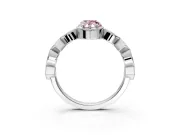 Milgrain Bezel Engagement Ring Setting for Fancy Pink Pear-Shaped Center with Marquise Stations and Bezel Head in Platinum