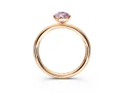 Low-Set Solitaire Engagement Ring Setting for Fancy Pink Pear-Shaped Center with Thin Plain Band and Prong Head in Rose Gold