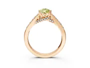 Solitaire Engagement Ring Setting for Fancy Yellow Pear-Shaped Center with Crossover Accents and Prong Head in Rose Gold