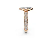 Solitaire Engagement Ring Setting for Marquise Center with Domed Multi-Row Pave Band and Prong Head in Rose Gold