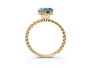 Solitaire Engagement Ring Setting for Fancy Blue Heart-Shaped Center with Plain Twisted Rope Band and Prong Head in Yellow Gold