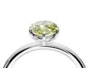 Low-Set Solitaire Engagement Ring Setting for Fancy Yellow Oval Center with Thin Plain Band and Prong Head in Platinum