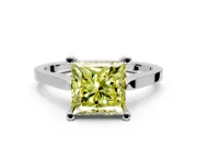 Solitaire Engagement Ring Setting for Fancy Yellow Princess Cut Center with Tapered Shoulders and Prong Head in White Gold