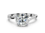 Solitaire Engagement Ring Setting for Round Cut Center with Plain Bypass Twist Band and Prong Head in White Gold
