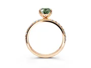Solitaire Engagement Ring Setting for Fancy Green Oval Center with Micro Pave Band and Prong Head in Rose Gold