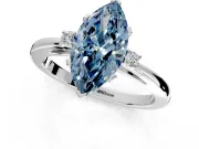 3 Stone Engagement Ring Setting for Fancy Blue Marquise Center with Low-Set Round Cut Accents and Prong Head in Platinum