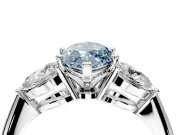 3 Stone Engagement Ring Setting for Fancy Blue Marquise Center with Large Pear-Shaped Accents and Prong Head in Platinum