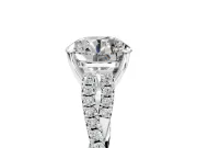 Solitaire Engagement Ring Setting for Round Cut Center with Twisted Pave Split Shank and Prong Head in Platinum