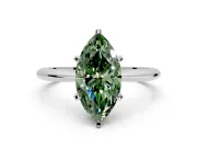 Solitaire Engagement Ring Setting for Fancy Green Marquise Center with Knife Ridge Band and Claw Prong Head in Sterling Silver