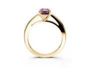 Solitaire Engagement Ring Setting for Fancy Pink Emerald Cut Center with Flat-Sided Plain Band and Prong Head in Yellow Gold