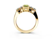 5 Stone Engagement Ring Setting for Fancy Yellow Emerald Cut Center with Equal Close-Set Accents and Prong Head in Yellow Gold