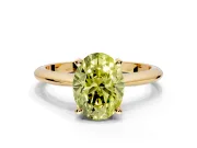 Solitaire Engagement Ring Setting for Fancy Yellow Oval Center with Knife Ridge Band and Claw Prong Head in Yellow Gold