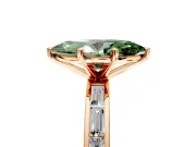 Solitaire Engagement Ring Setting for Fancy Green Marquise Center with Channel Baguette Band and Prong Head in Rose Gold