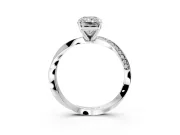 Side Accent Engagement Ring Setting for Radiant Cut Center with Accent Shoulders and Prong Head in Sterling Silver