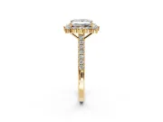 Halo Engagement Ring Setting for Princess Cut Center with Single-Row Pave, Open Basket and Prong Head in Yellow Gold
