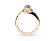 Paired Accent Engagement Ring Setting for Fancy Blue Pear-Shaped Center with Pave Band and Prong Head in Rose Gold