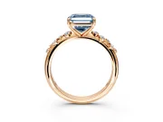 Cluster Engagement Ring Setting for Fancy Blue Asscher Cut Center with Round Cut Accent Band and Prong Head in Rose Gold
