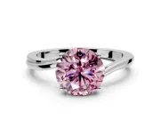 Solitaire Engagement Ring Setting for Fancy Pink Round Cut Center with Plain Bypass Twist Band and Prong Head in Sterling Silver