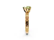 Solitaire Engagement Ring Setting for Fancy Yellow Heart-Shaped Center with XO Engraved Band and Prong Head in Yellow Gold