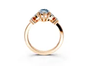 Floral Engagement Ring Setting for Fancy Blue Marquise Center with Marquise Cluster Shoulders and Prong Head in Rose Gold