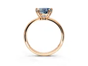 Minimalist Solitaire Engagement Ring Setting for Fancy Blue Heart-Shaped Center with Thin Band and Prong Head in Rose Gold