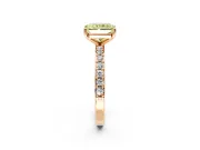 Solitaire Engagement Ring Setting for Fancy Yellow Radiant Cut Center with Round Cut Pave Band and Prong Head in Rose Gold