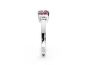 Solitaire Engagement Ring Setting for Fancy Pink Cushion Cut Center with Plain Band and Flat Tab Prong Head in Sterling Silver
