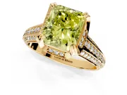 Solitaire Engagement Ring Setting for Fancy Yellow Radiant Cut Center with Accented Split Shank and Prong Head in Yellow Gold