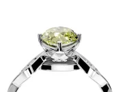 Solitaire Engagement Ring Setting for Fancy Yellow Marquise Center with Accented Twist Band and Leaf Prong Head in White Gold