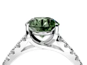 Solitaire Engagement Ring Setting for Fancy Green Round Cut Center with Partway Pave Band and Prong Head in Platinum