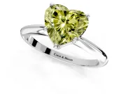 Solitaire Engagement Ring Setting for Fancy Yellow Heart-Shaped Center with Knife Ridge Band and Claw Prong Head in White Gold