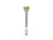 Solitaire Engagement Ring Setting for Fancy Yellow Cushion Cut Center with Single Row Accent Band and Prong Head in Platinum