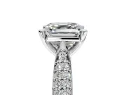 Solitaire Engagement Ring Setting for Asscher Cut Center with Multi-Row Accents and Prong Head in White Gold