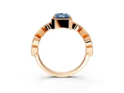 Milgrain Bezel Engagement Ring Setting for Fancy Blue Radiant Cut Center with Marquise Stations and Bezel Head in Rose Gold