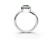 Solitaire Engagement Ring Setting for Fancy Green Radiant Cut Center with Wide Band and Bezel Head in Platinum