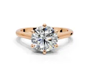 Solitaire Engagement Ring Setting for Round Cut Center with Cathedral Band and Prong Head in Rose Gold