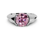 Tension Engagement Ring Setting for Fancy Pink Round Cut Center with Wide Tapered Band and Tension Head in Sterling Silver