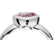 Solitaire Engagement Ring Setting for Fancy Pink Heart-Shaped Center with Wide Band and Bezel Head in Platinum