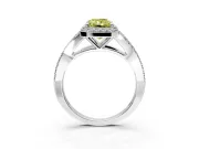 Halo Engagement Ring Setting for Fancy Yellow Radiant Cut Center with Pave Split Shank and Prong Head in Platinum