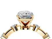 Solitaire Engagement Ring Setting for Radiant Cut Center with Bezel Station Band and Prong Head in Yellow Gold