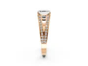 Split Shank Engagement Ring Setting for Asscher Cut Center with Pave Split Shank and Prong Head in Rose Gold