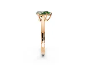 Solitaire Engagement Ring Setting for Fancy Green Pear-Shaped Center with Open Cathedral Shoulders and Prong Head in Rose Gold