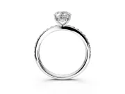 Solitaire Engagement Ring Setting for Oval Center with Fine Pave Band and Prong Head in White Gold