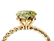 Solitaire Engagement Ring Setting for Fancy Yellow Heart-Shaped Center with Plain Twisted Rope Band and Prong Head in Yellow Gold