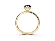 Hidden Halo Engagement Ring Setting for Fancy Black Pear-Shaped Center with Pave Band and Prong Head in Yellow Gold