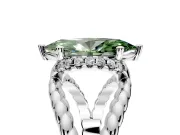 Halo Engagement Ring Setting for Fancy Green Marquise Center with Rope Twist Split Shank and Prong Head in White Gold