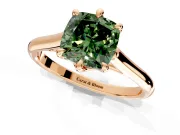 Solitaire Engagement Ring Setting for Fancy Green Cushion Cut Center with Cathedral Band and Prong Head in Rose Gold