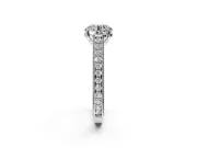 Solitaire Engagement Ring Setting for Round Cut Center with Engraved Pave Band and Prong Head in Sterling Silver